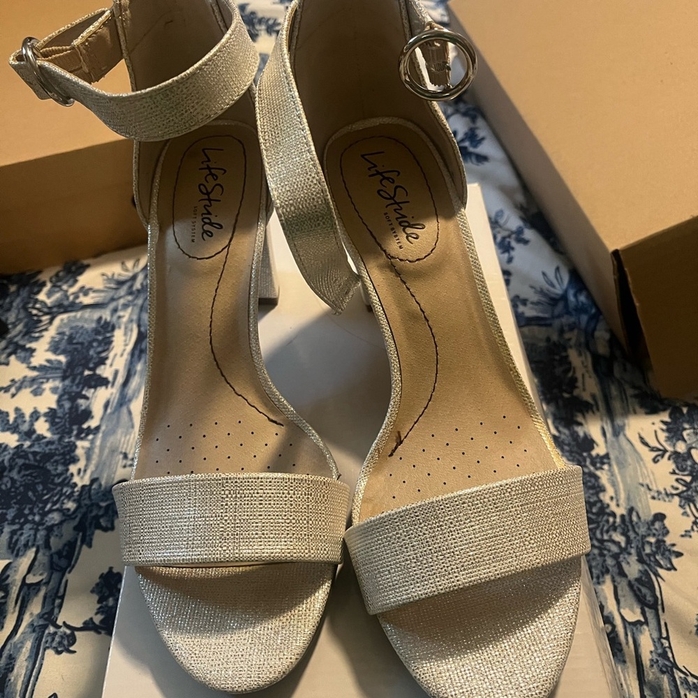 Life Stride Women's Silver Heeled Sandals